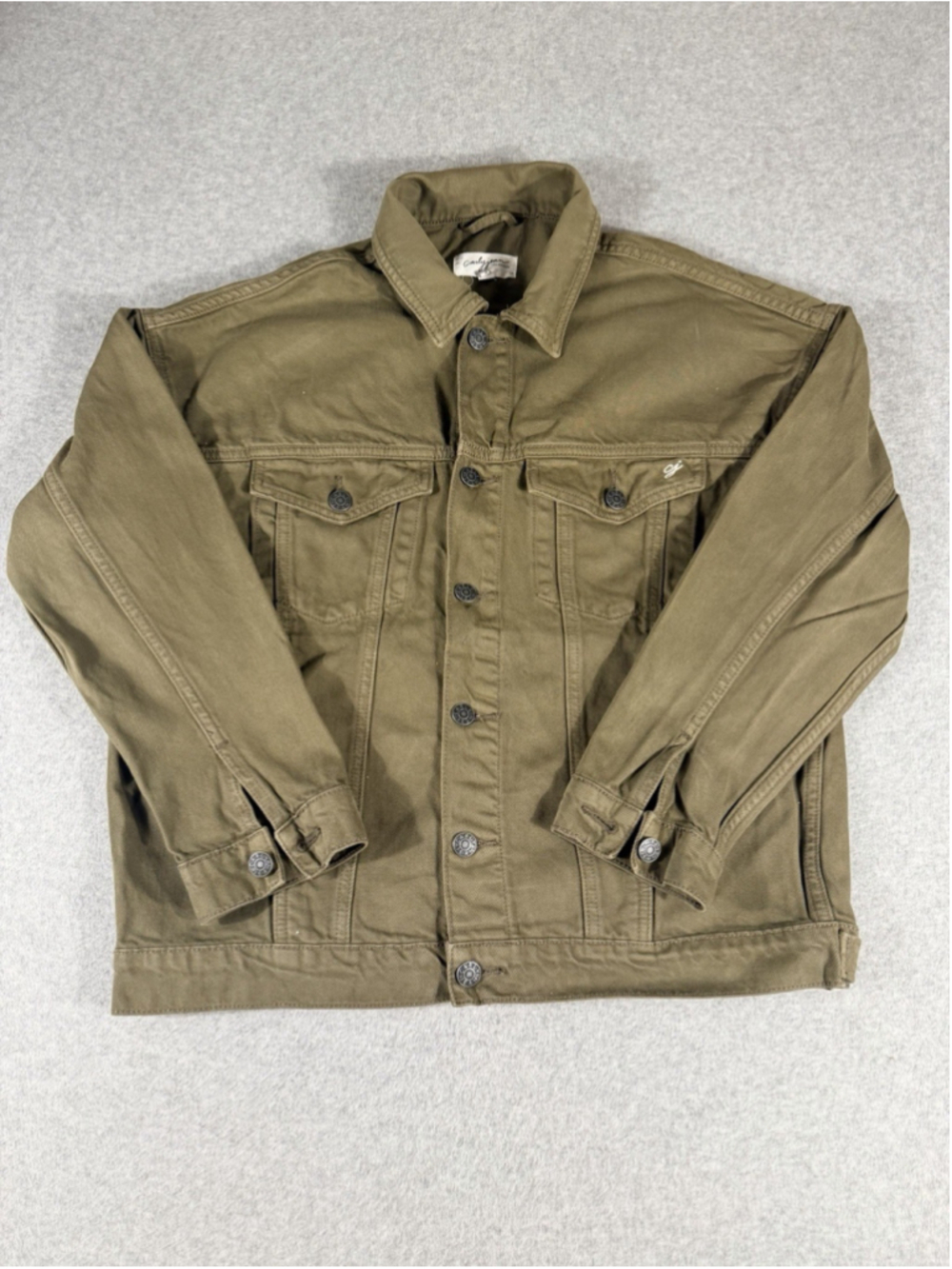 Carly Jean Los Angeles Olive Denim Trucker Jacket Women’s XS Button Front